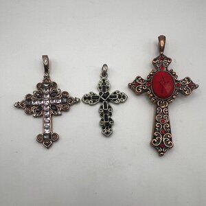 3 Ornate Cross slides pendants